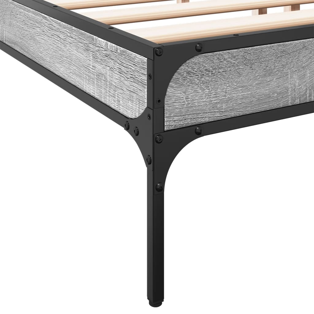 Sengeramme grå sonoma 200x200 cm konstruert tre og metall