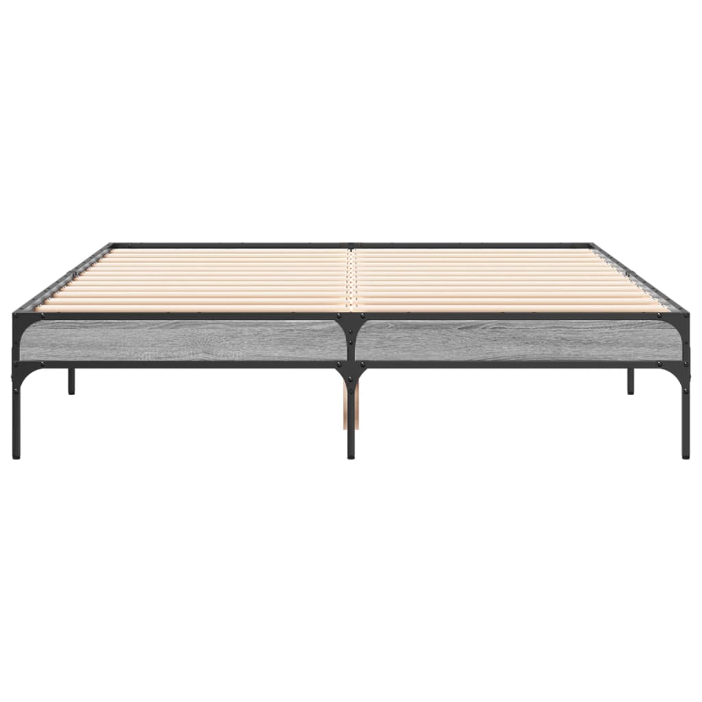 Sengeramme grå sonoma 135x190 cm konstruert tre og metall