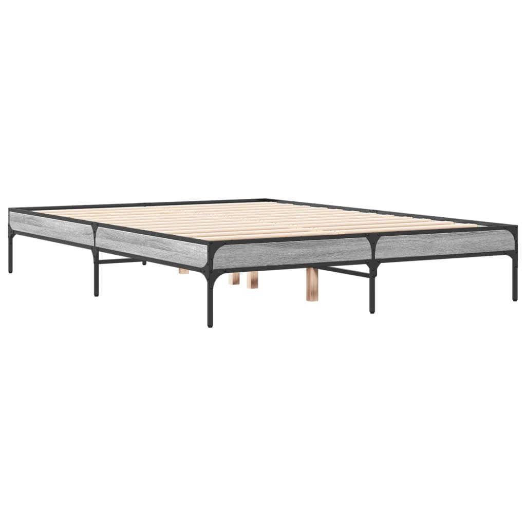 Sengeramme grå sonoma 135x190 cm konstruert tre og metall