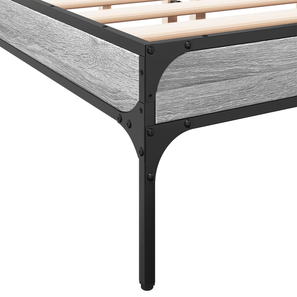 Sengeramme grå sonoma 135x190 cm konstruert tre og metall