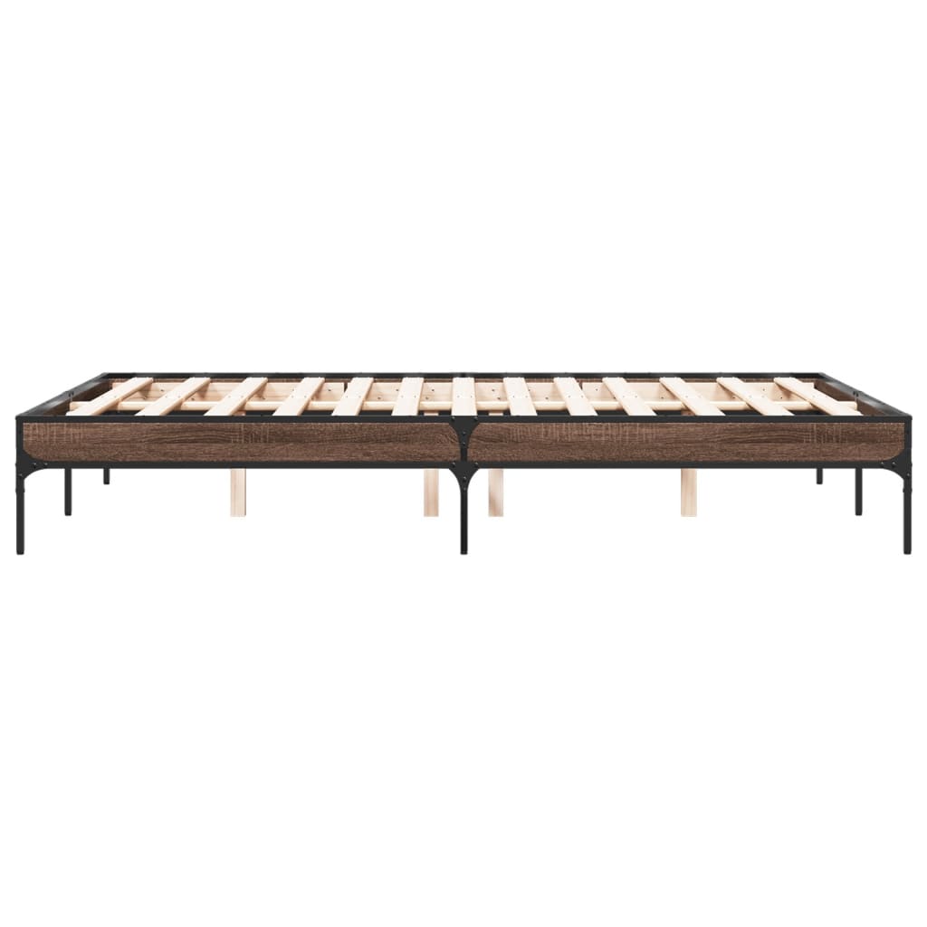 Sengeramme brun eik 135x190 cm konstruert tre og metall