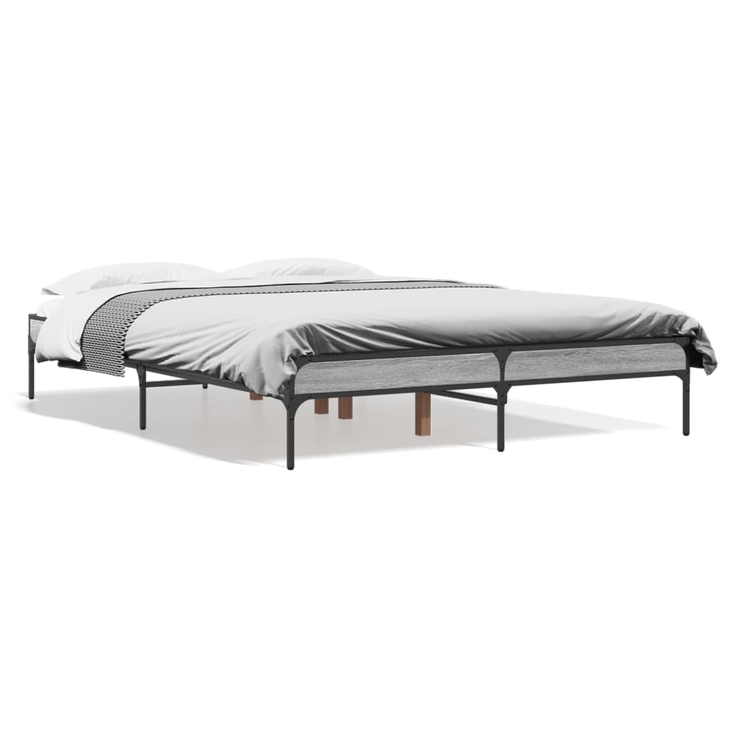 Sengeramme grå sonoma 120x190 cm konstruert tre og metall