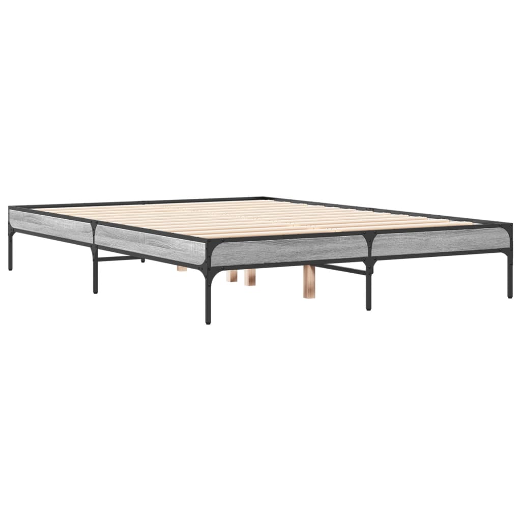 Sengeramme grå sonoma 120x190 cm konstruert tre og metall