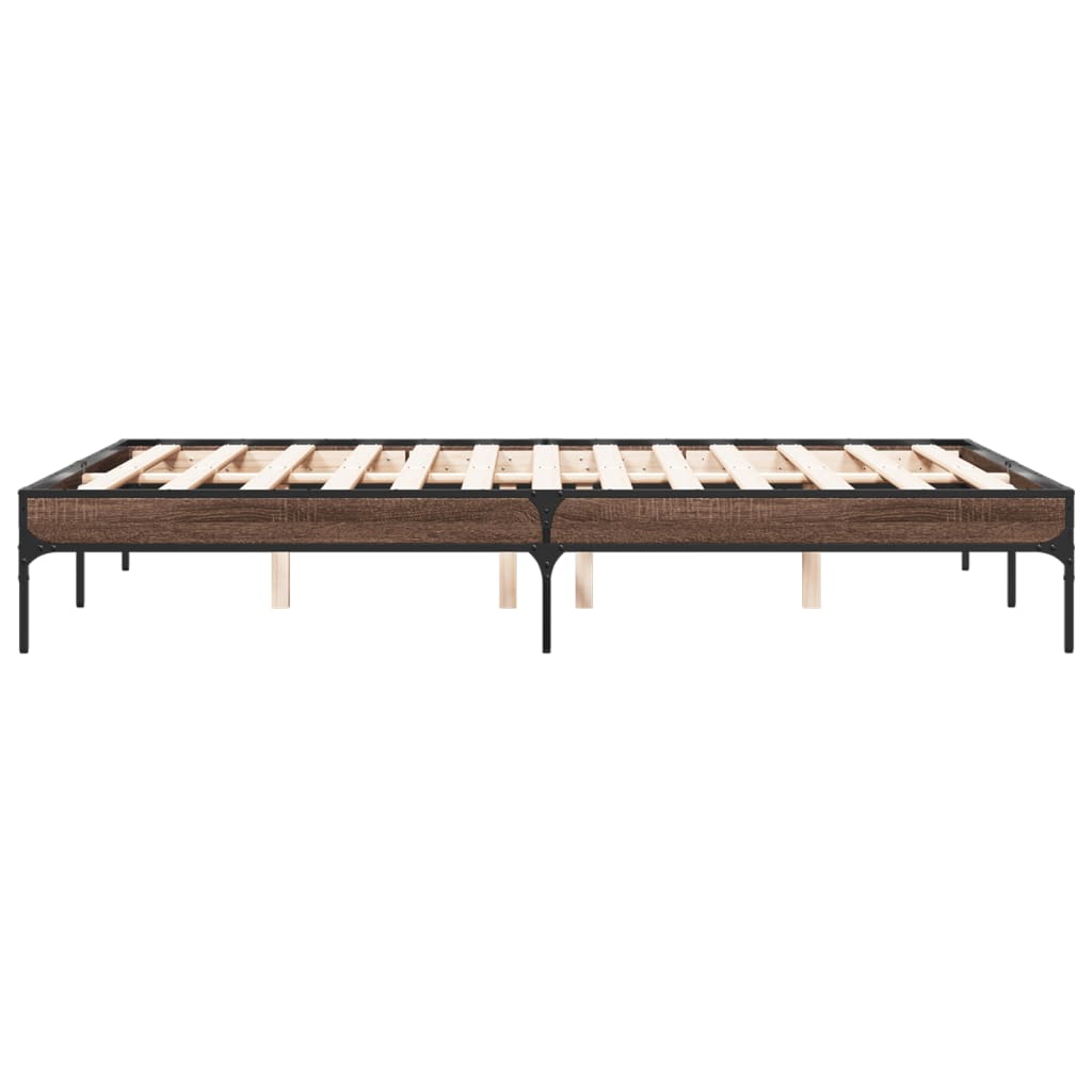 Sengeramme brun eik 120x190 cm konstruert tre og metall