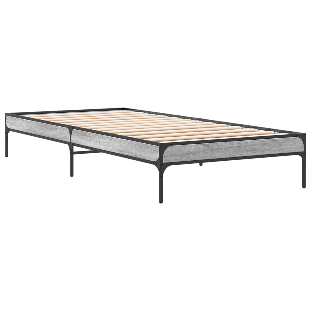 Sengeramme grå sonoma 90x190 cm konstruert tre og metall