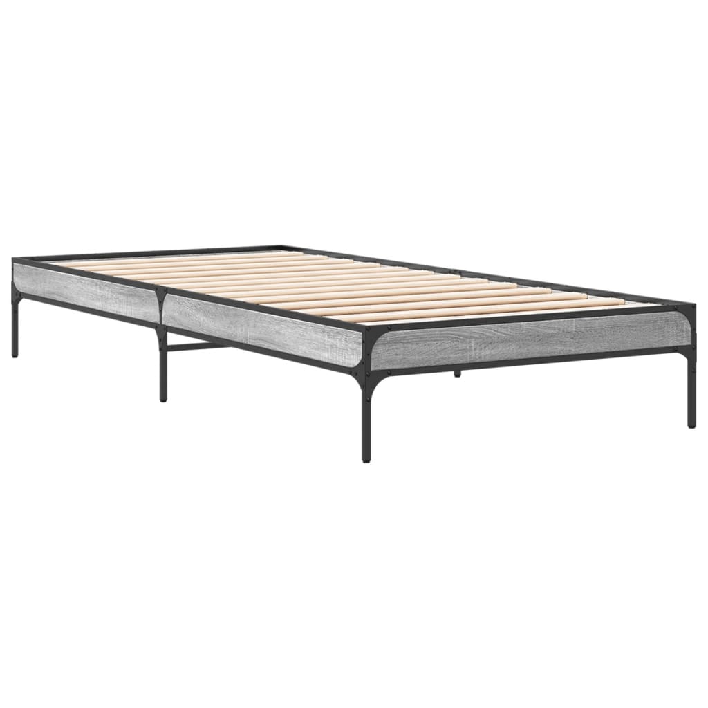 Sengeramme grå sonoma 90x190 cm konstruert tre og metall