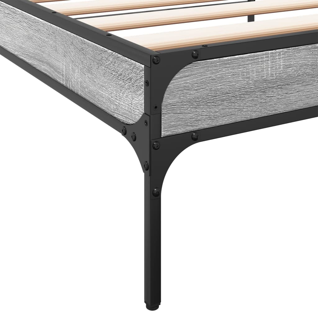 Sengeramme grå sonoma 90x190 cm konstruert tre og metall