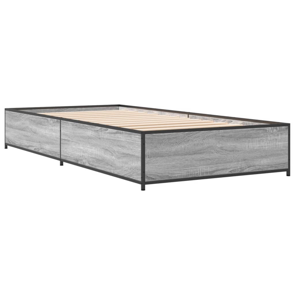 Sengeramme grå sonoma 100x200 cm konstruert tre og metall
