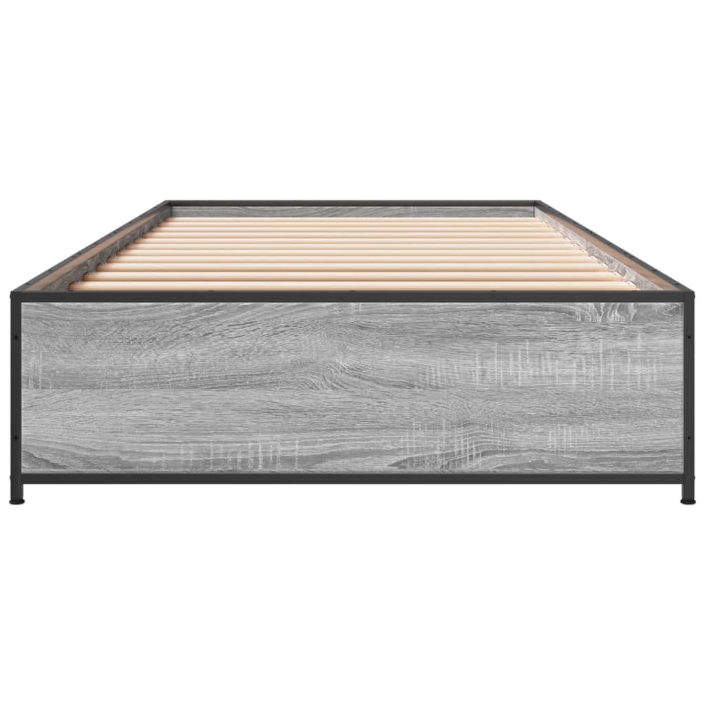 Sengeramme grå sonoma 100x200 cm konstruert tre og metall
