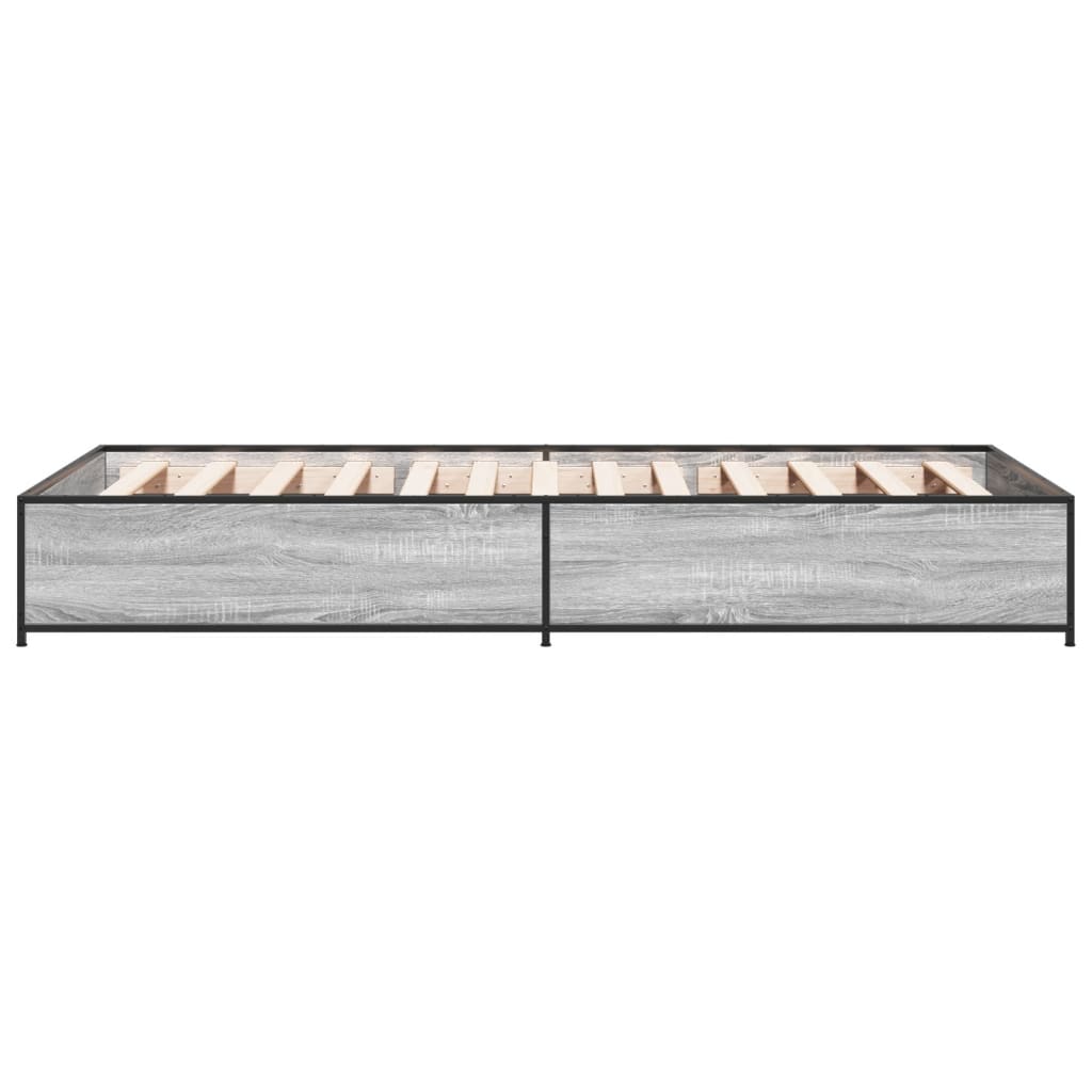Sengeramme grå sonoma 100x200 cm konstruert tre og metall