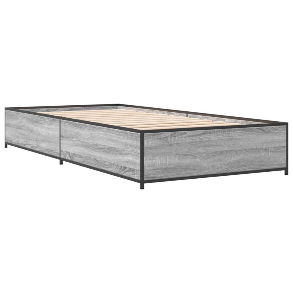 Sengeramme grå sonoma 100x200 cm konstruert tre og metall
