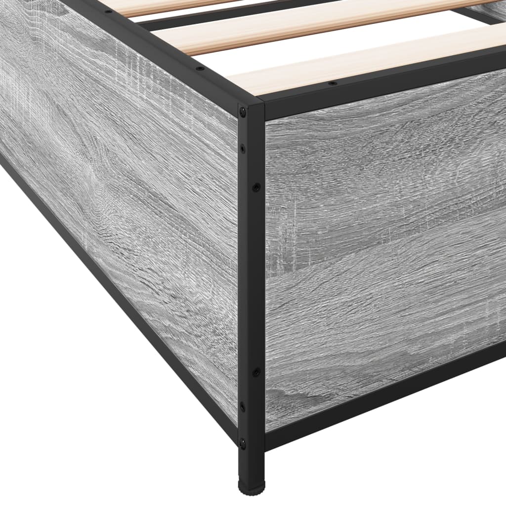 Sengeramme grå sonoma 100x200 cm konstruert tre og metall