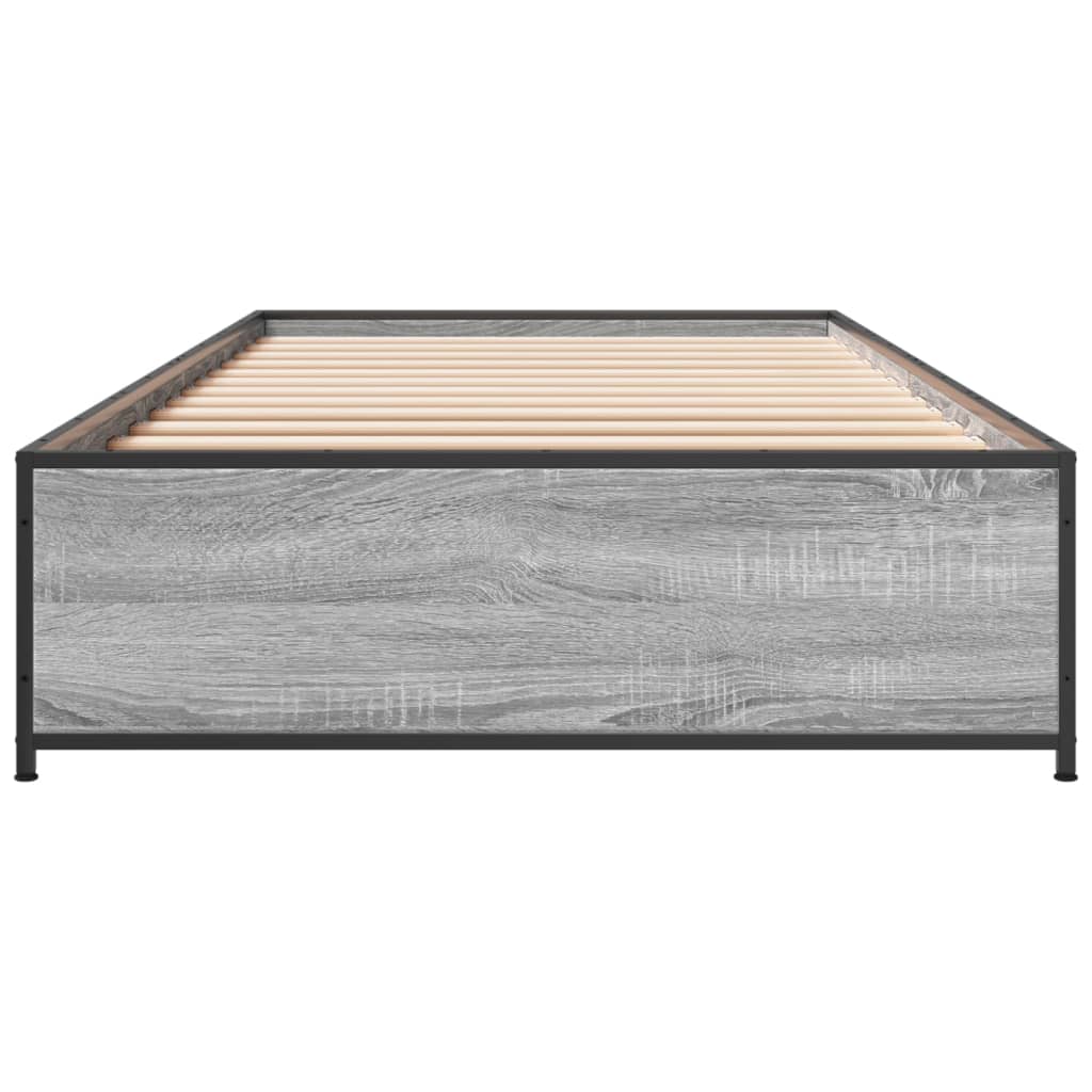 Sengeramme grå sonoma 75x190 cm konstruert tre og metall