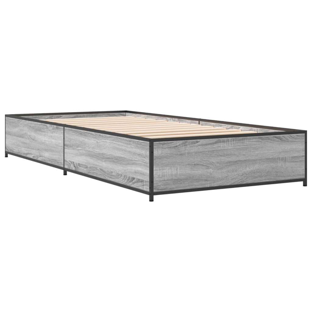 Sengeramme grå sonoma 75x190 cm konstruert tre og metall
