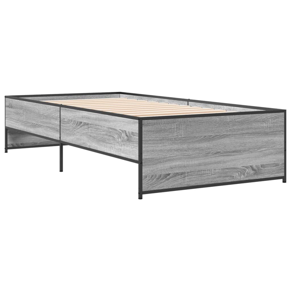 Sengeramme grå sonoma 100x200 cm konstruert tre og metall