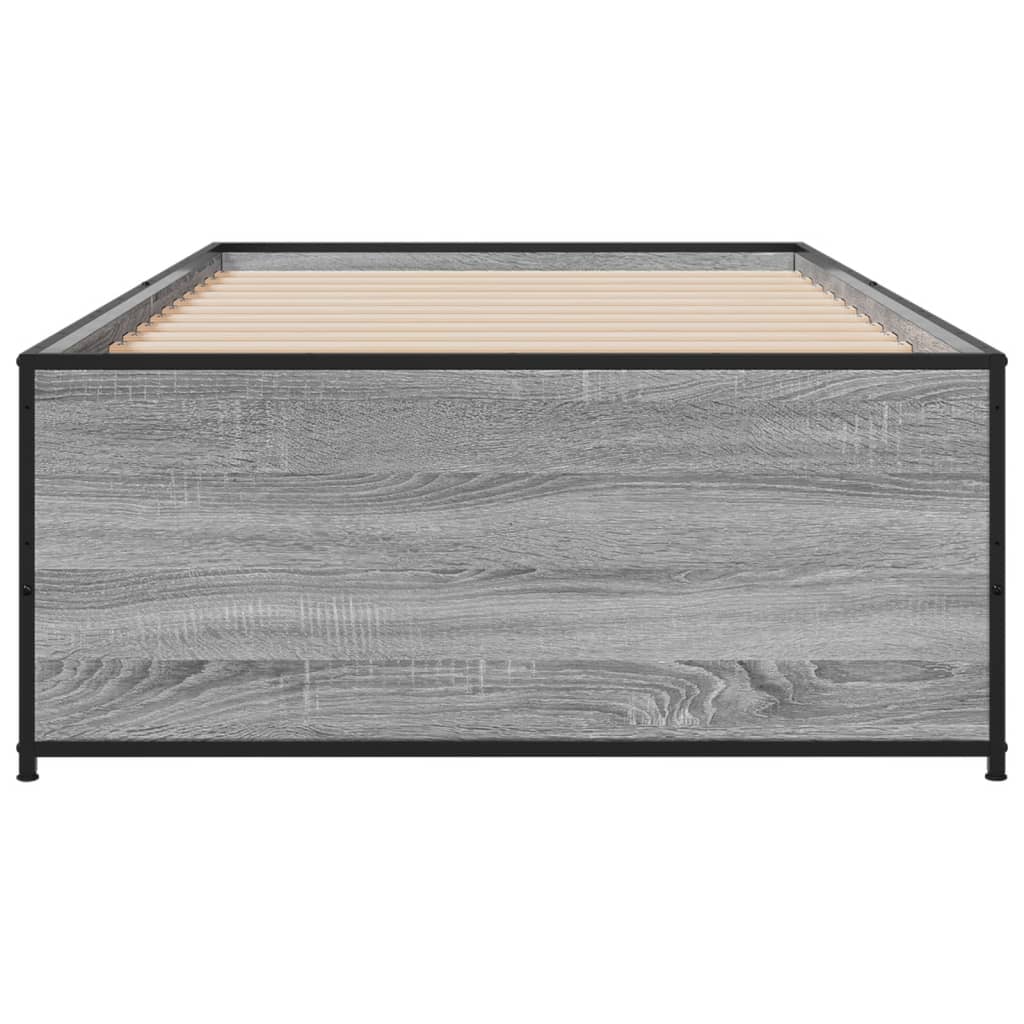 Sengeramme grå sonoma 100x200 cm konstruert tre og metall