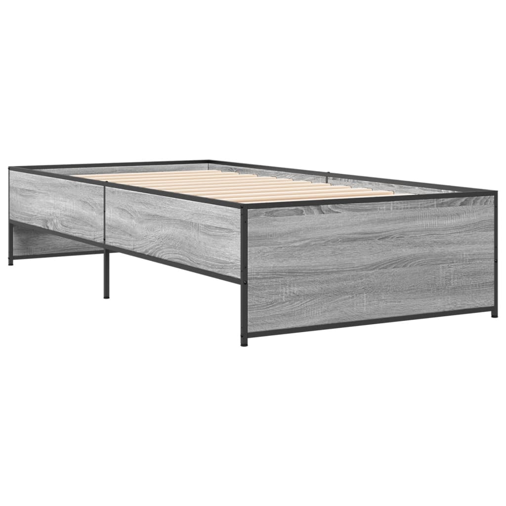 Sengeramme grå sonoma 100x200 cm konstruert tre og metall