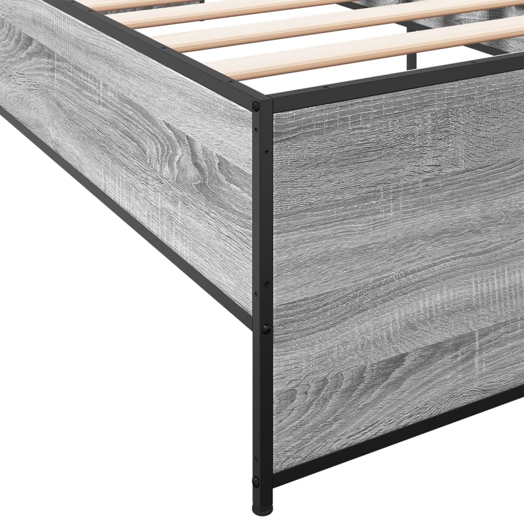 Sengeramme grå sonoma 100x200 cm konstruert tre og metall