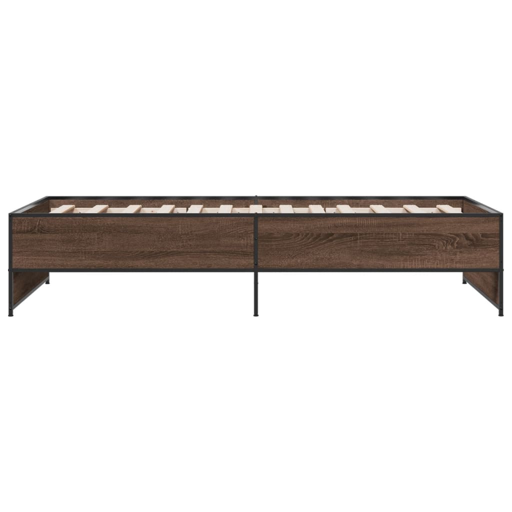 Sengeramme brun eik 75x190 cm konstruert tre og metall