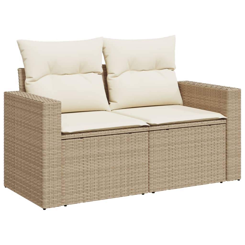 Hagesofagruppe med puter 11 deler beige polyrotting