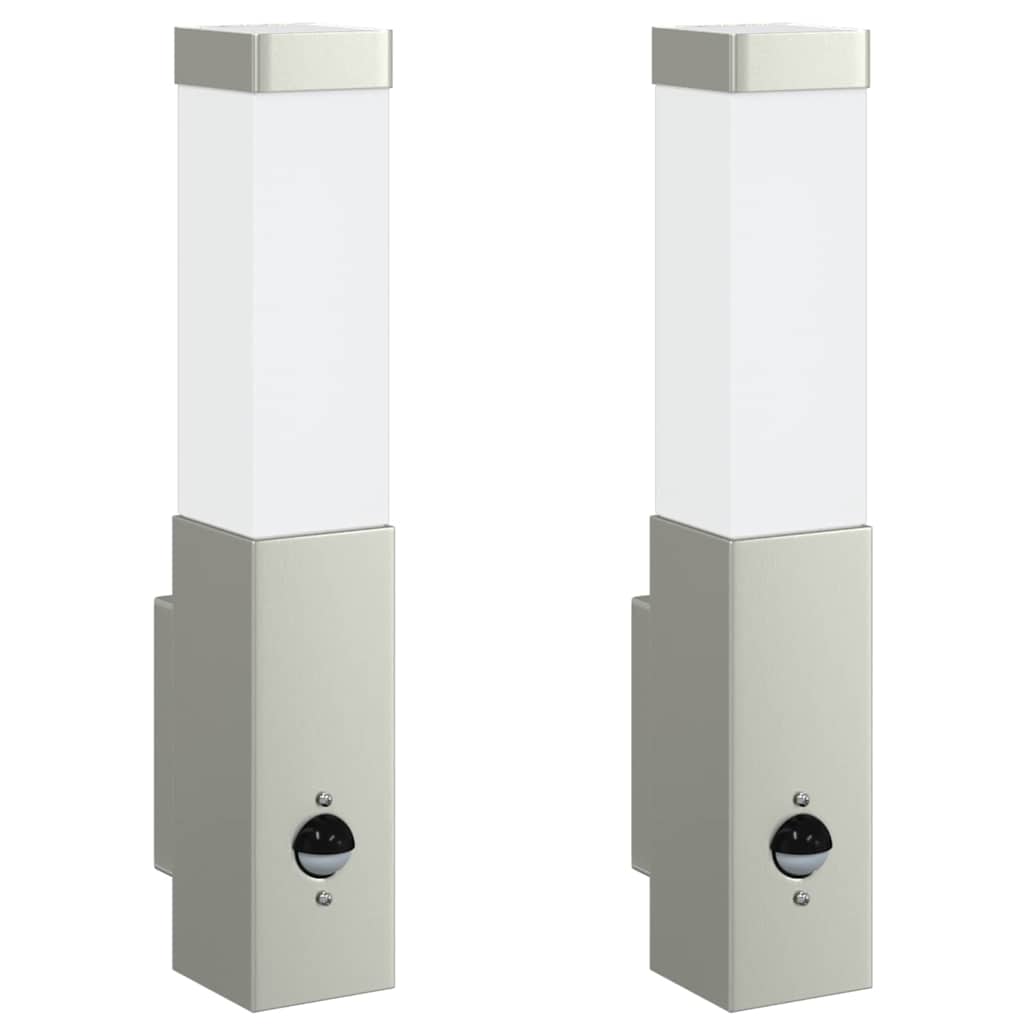 Utendørs vegglamper 2 pcs sølv 10.5 x 6 x 35 cm Rustfritt stål