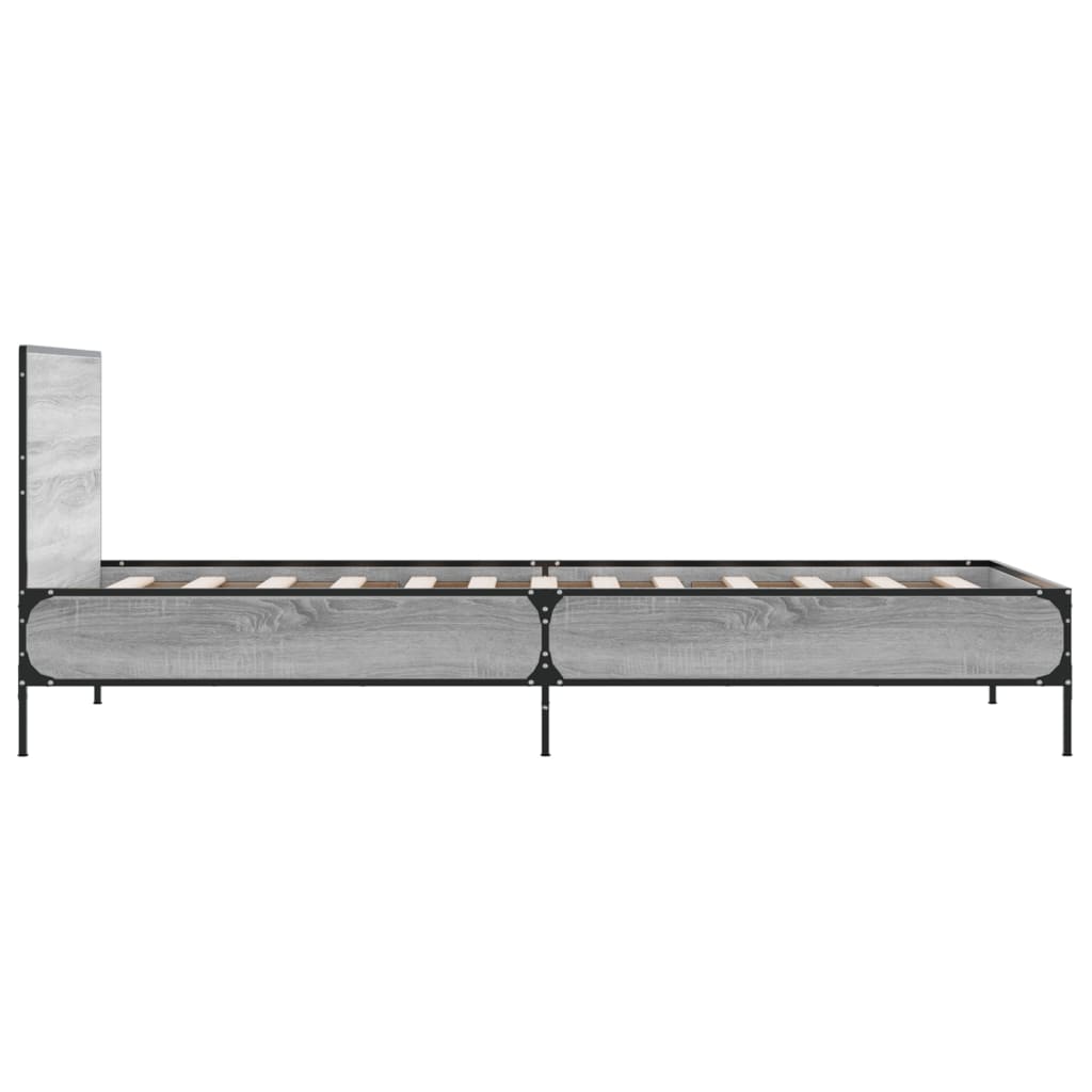 Sengeramme grå sonoma 100x200 cm konstruert tre og metall