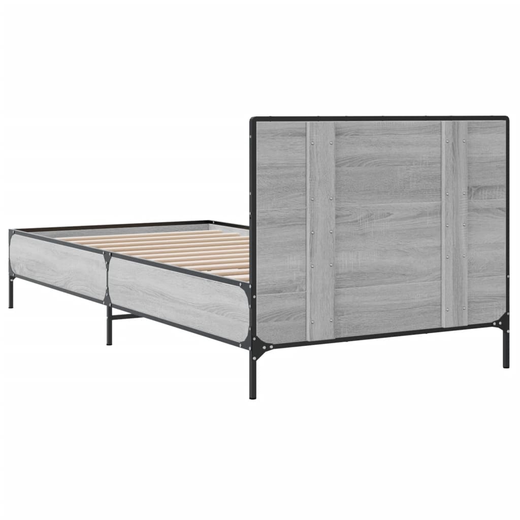 Sengeramme grå sonoma 100x200 cm konstruert tre og metall