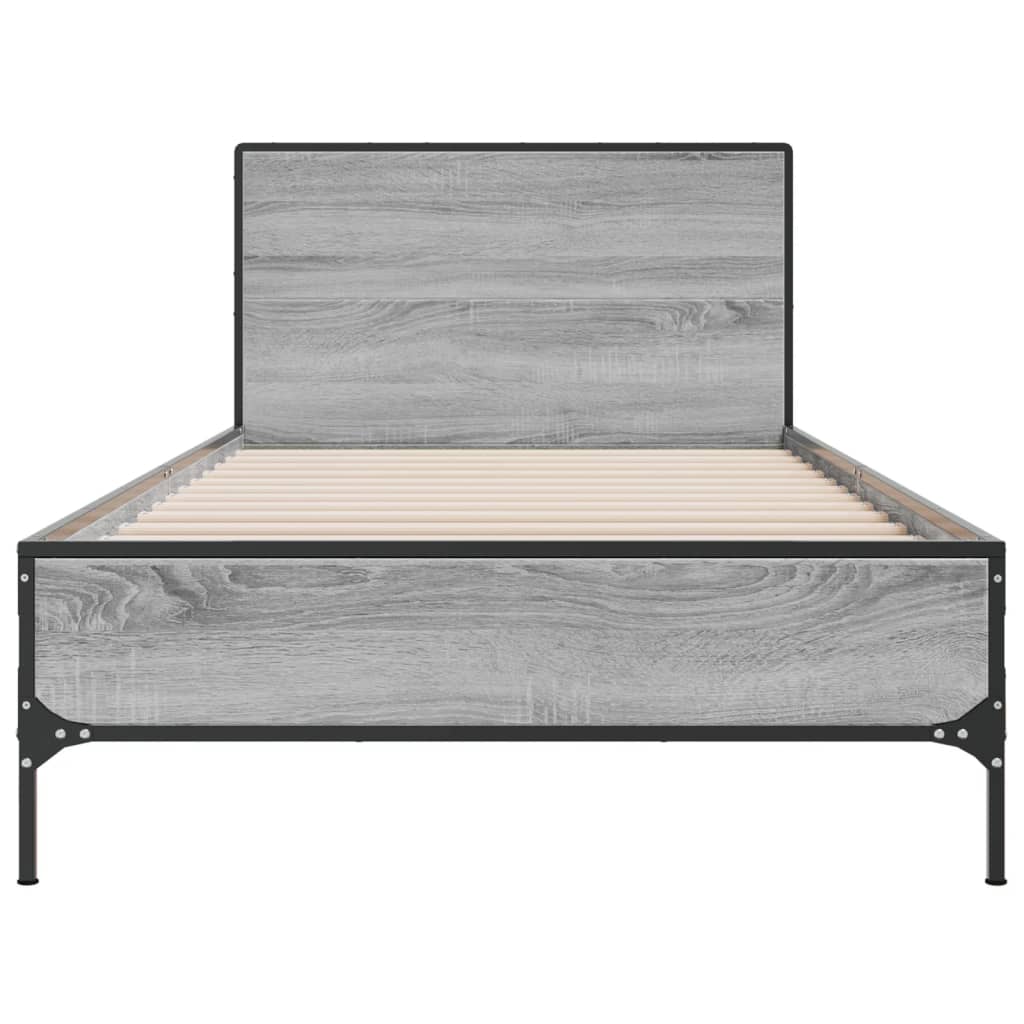 Sengeramme grå sonoma 75x190 cm konstruert tre og metall