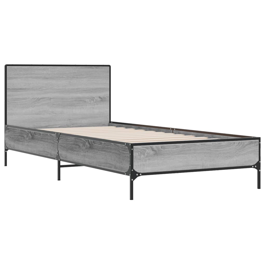 Sengeramme grå sonoma 90x190 cm konstruert tre og metall