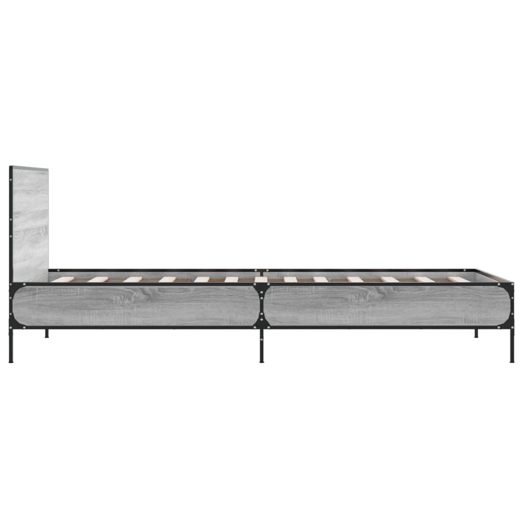 Sengeramme grå sonoma 90x190 cm konstruert tre og metall