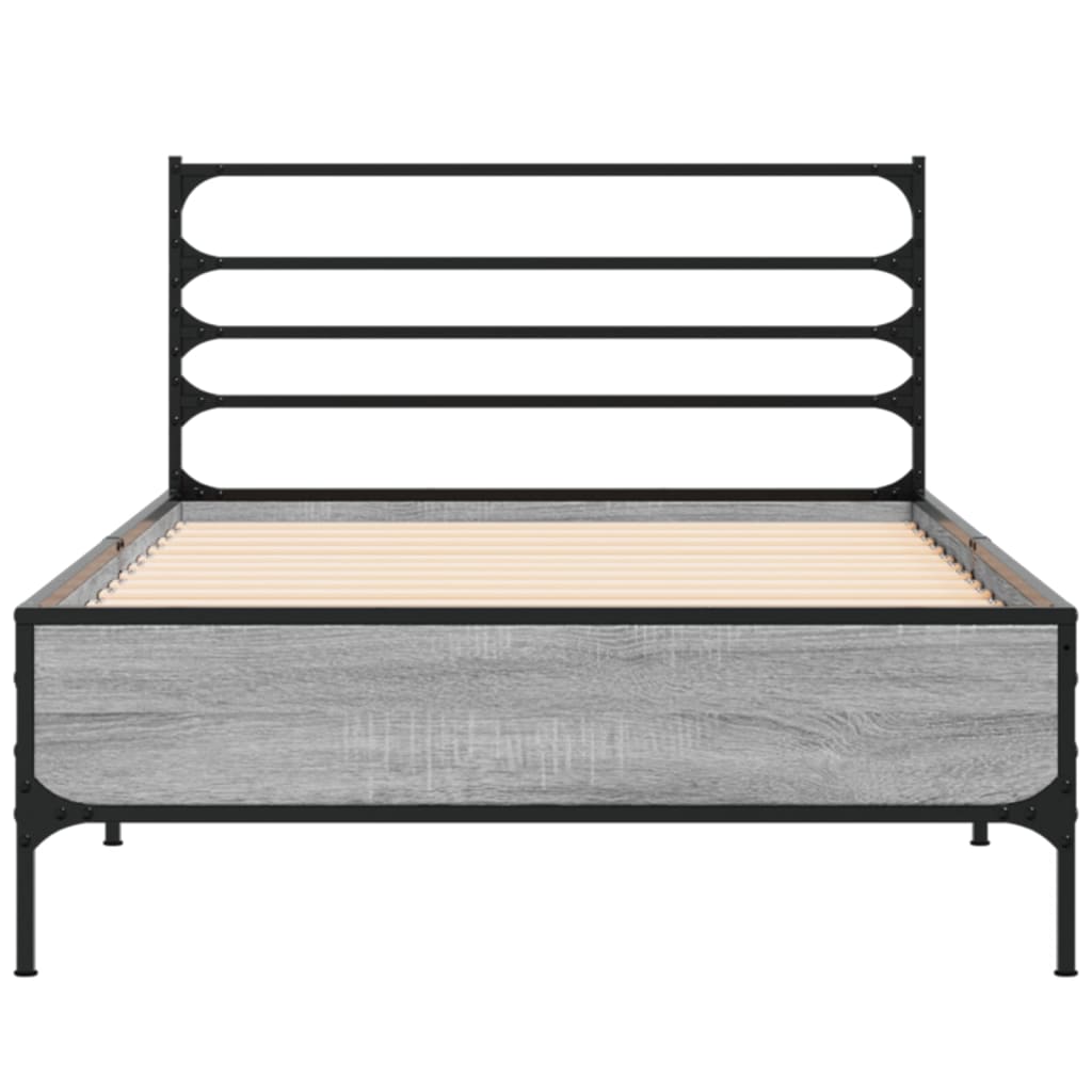 Sengeramme grå sonoma 90x200 cm konstruert tre og metall