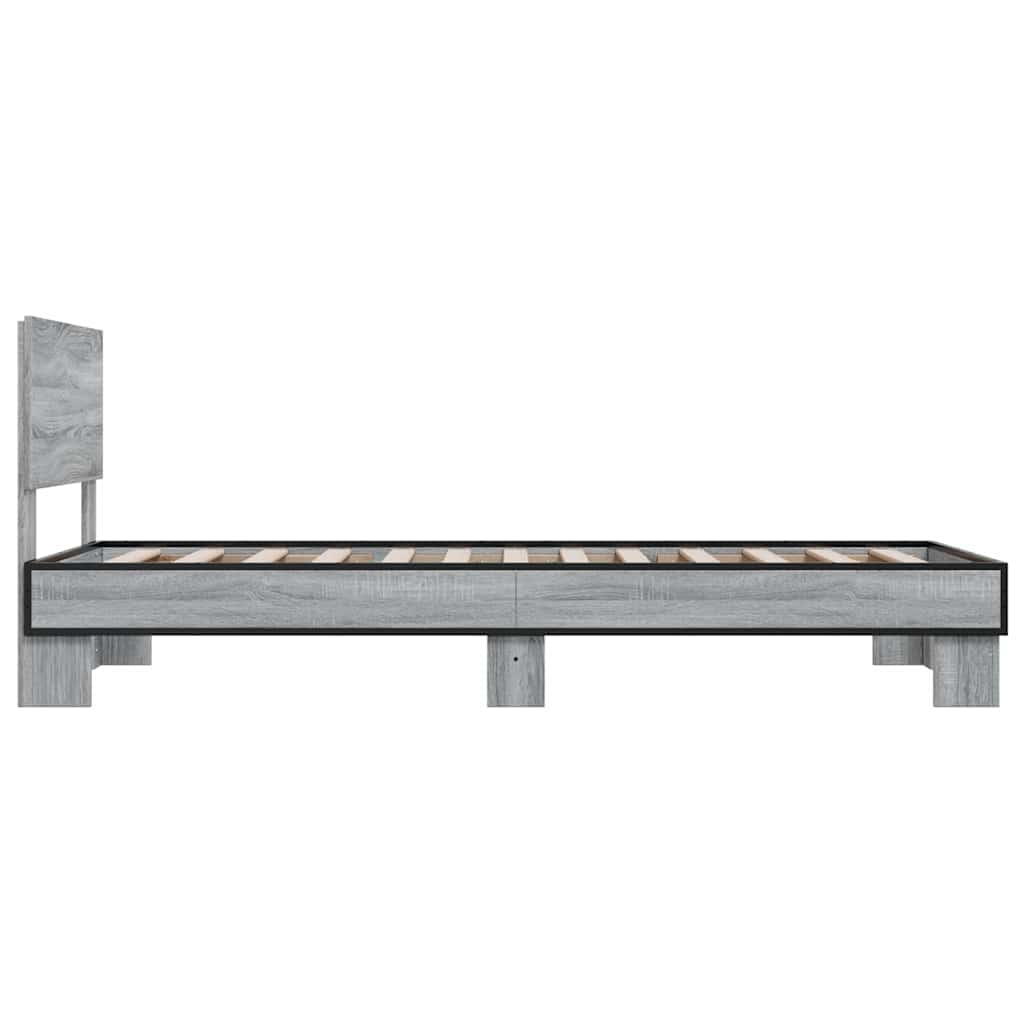 Sengeramme grå sonoma 100x200 cm konstruert tre og metall