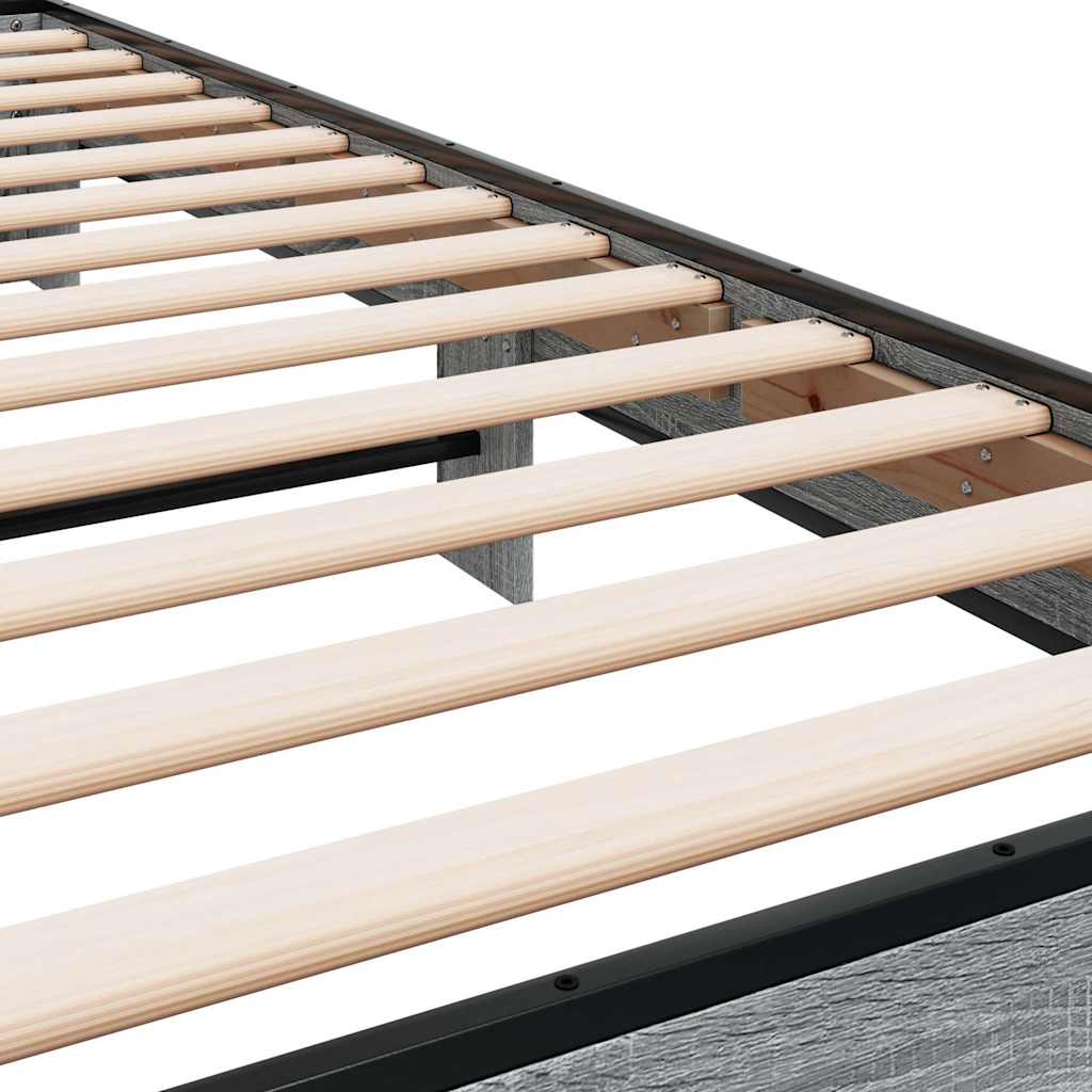 Sengeramme grå sonoma 100x200 cm konstruert tre og metall