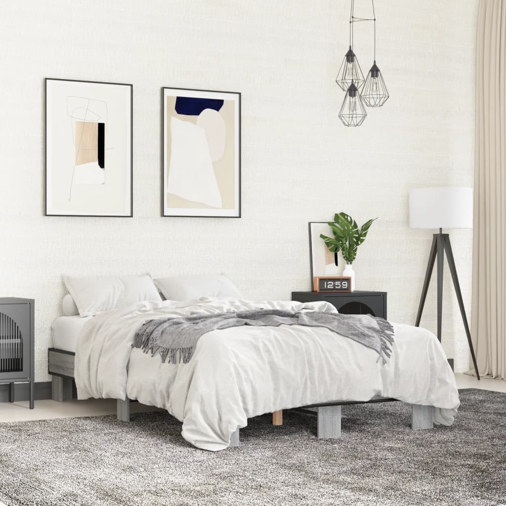 Sengeramme grå sonoma 120x200 cm konstruert tre og metall