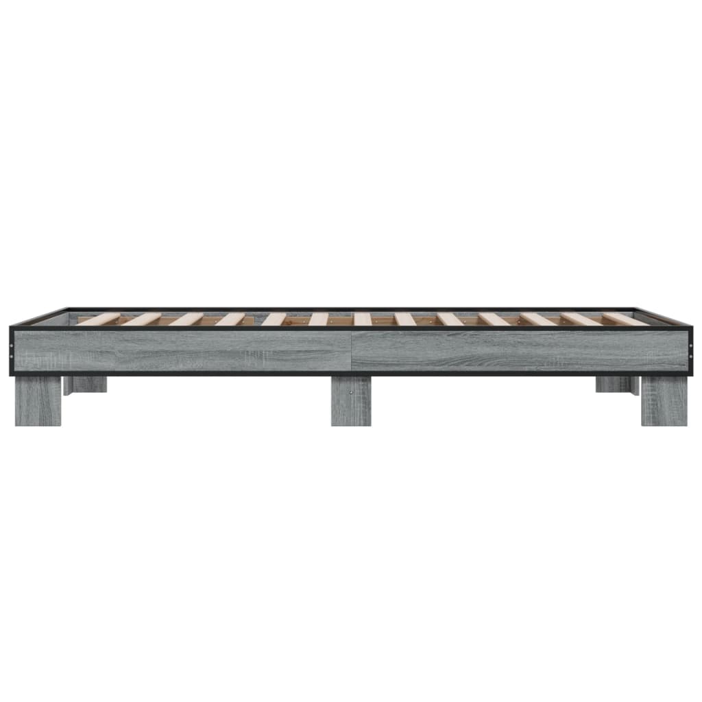 Sengeramme grå sonoma 100x200 cm konstruert tre og metall