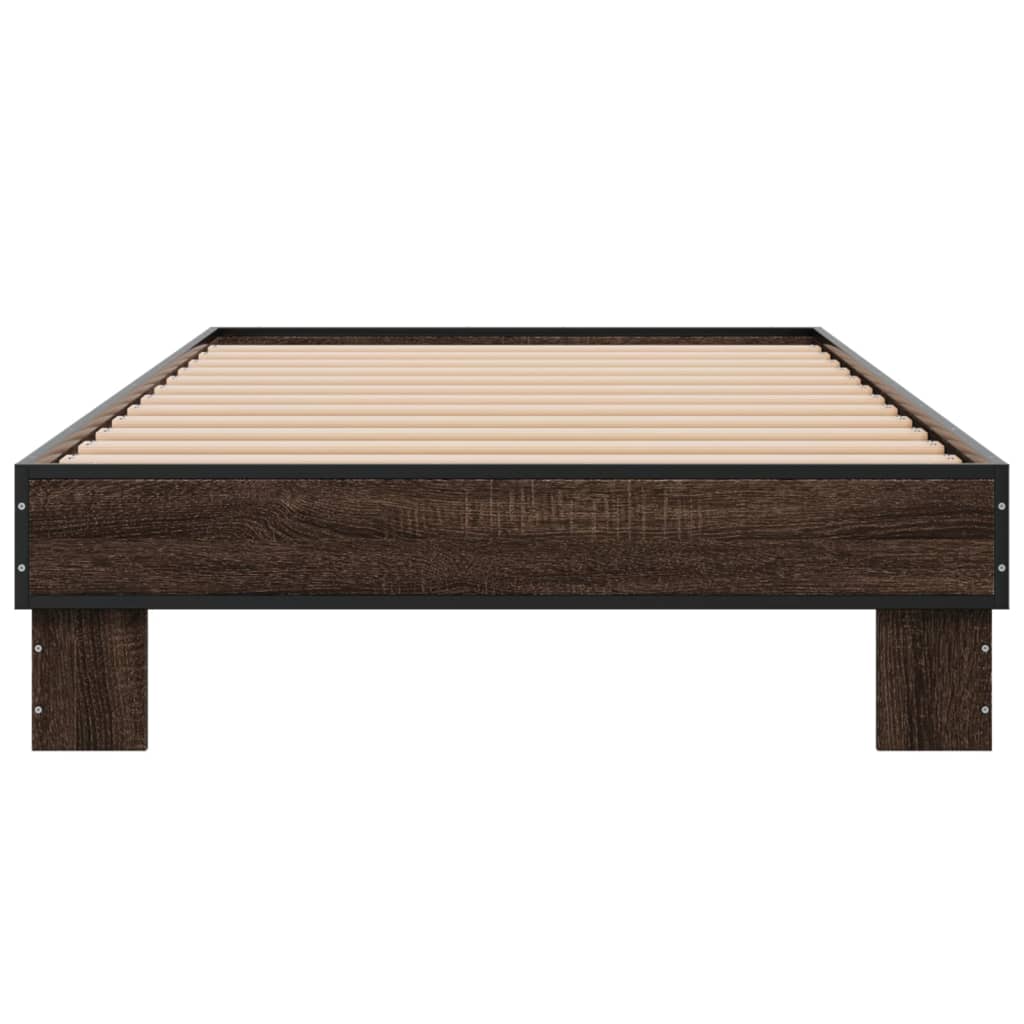 Sengeramme brun eik 100x200 cm konstruert tre og metall