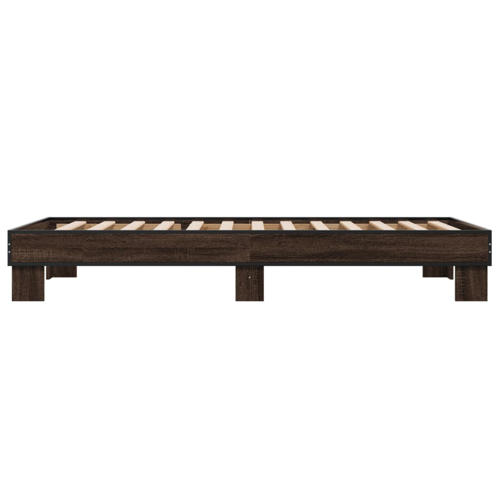 Sengeramme brun eik 100x200 cm konstruert tre og metall