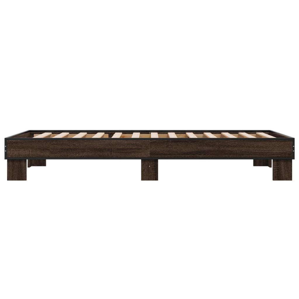 Sengeramme brun eik 90x200 cm konstruert tre og metall