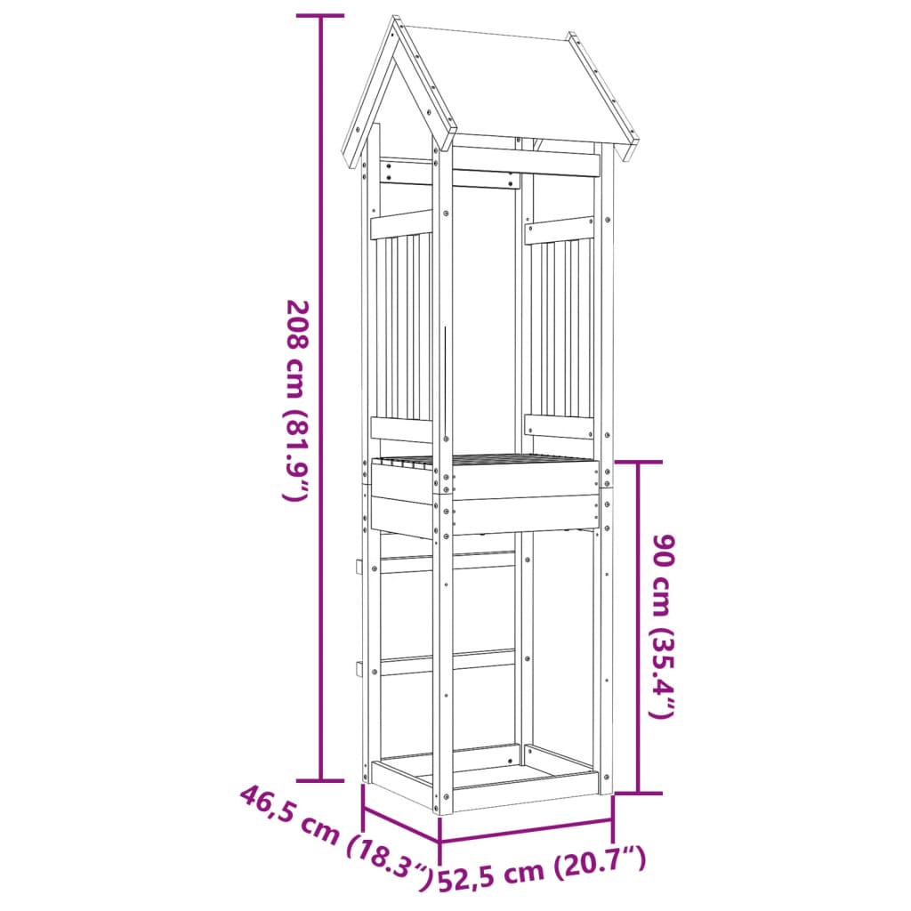 Leketårn 52,5x46,5x208 cm heltre furu