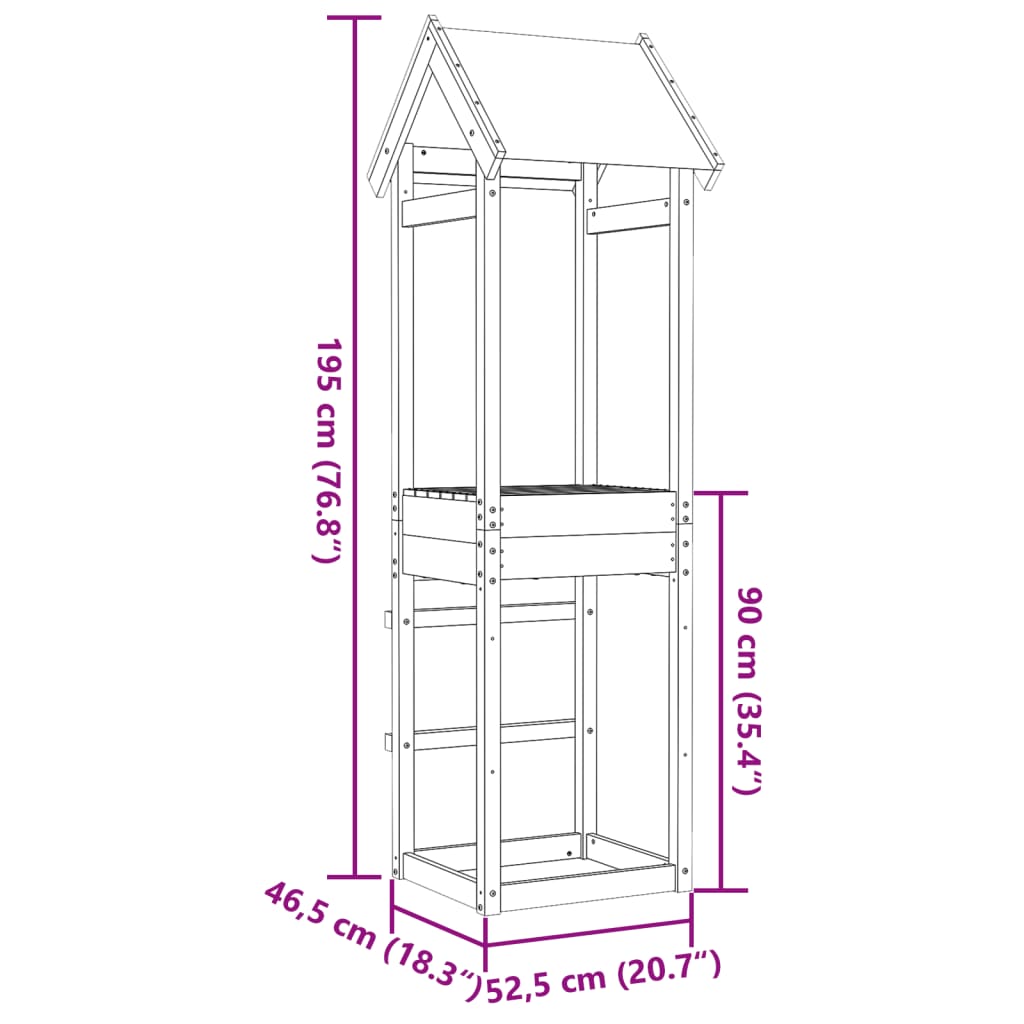 Leketårn 52,5x46,5x195 cm heltre furu