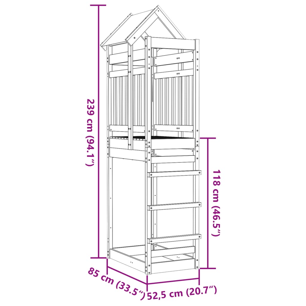 Leketårn 85x52,5x239 cm heltre douglasgran