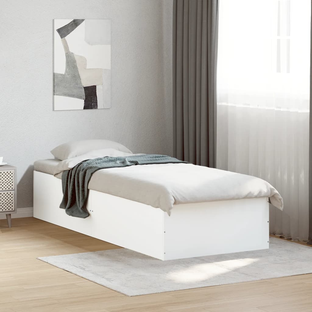 Sengeramme hvit 75x190 cm konstruert tre