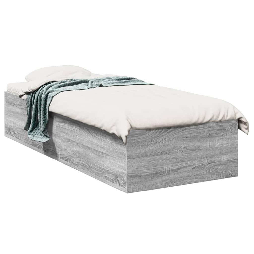 Sengeramme grå sonoma 75x190 cm konstruert tre