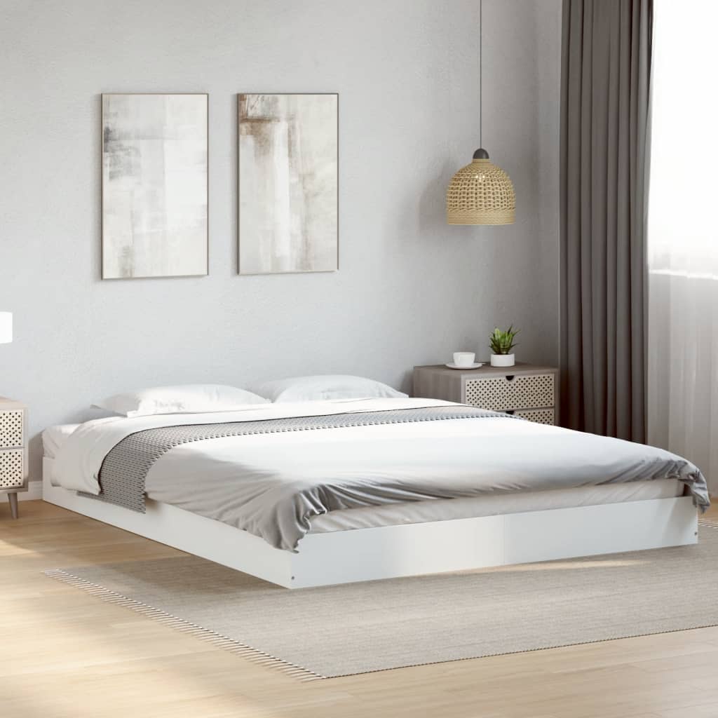 Sengeramme hvit 160x200 cm konstruert tre