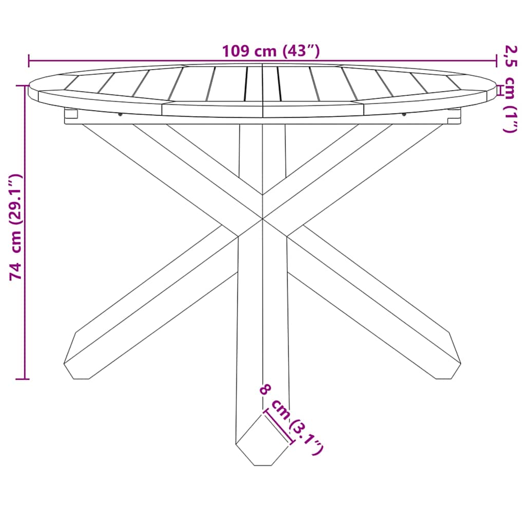 Hagebord Ø109x74 cm heltre teak