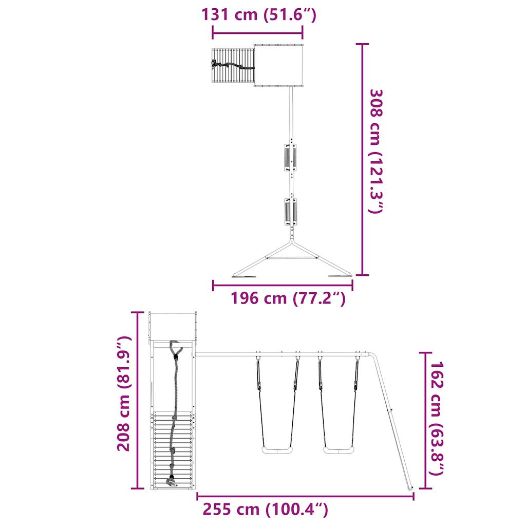 Utendørs lekesett impregnert furu