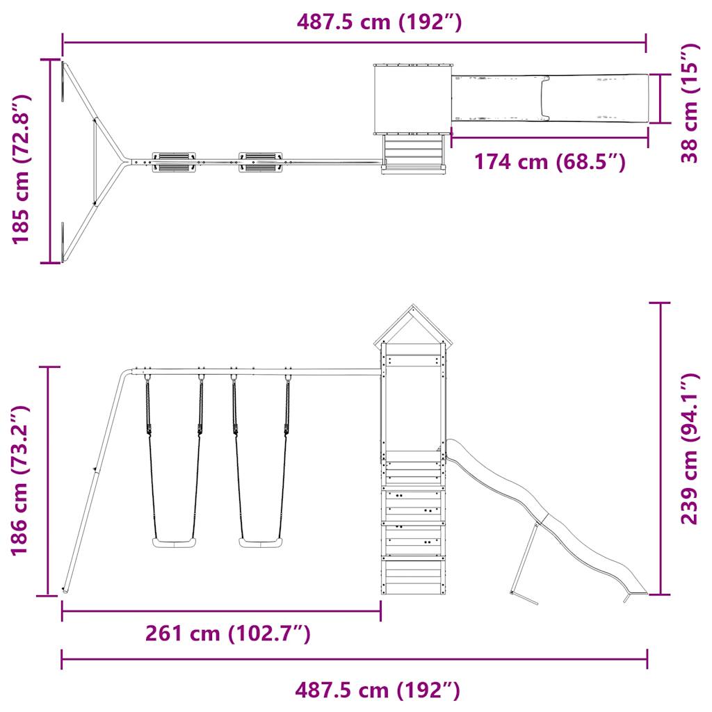 Utendørs lekesett impregnert furu