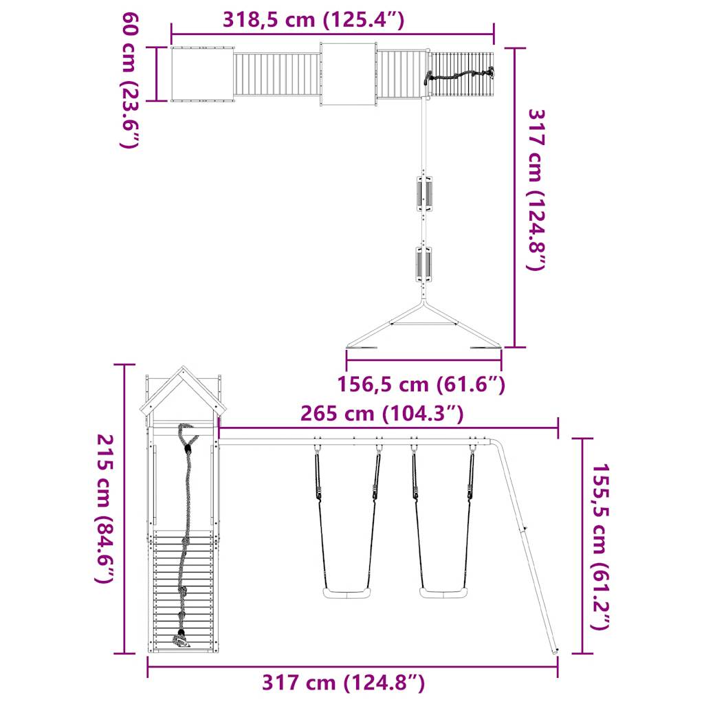 Utendørs lekesett impregnert furu