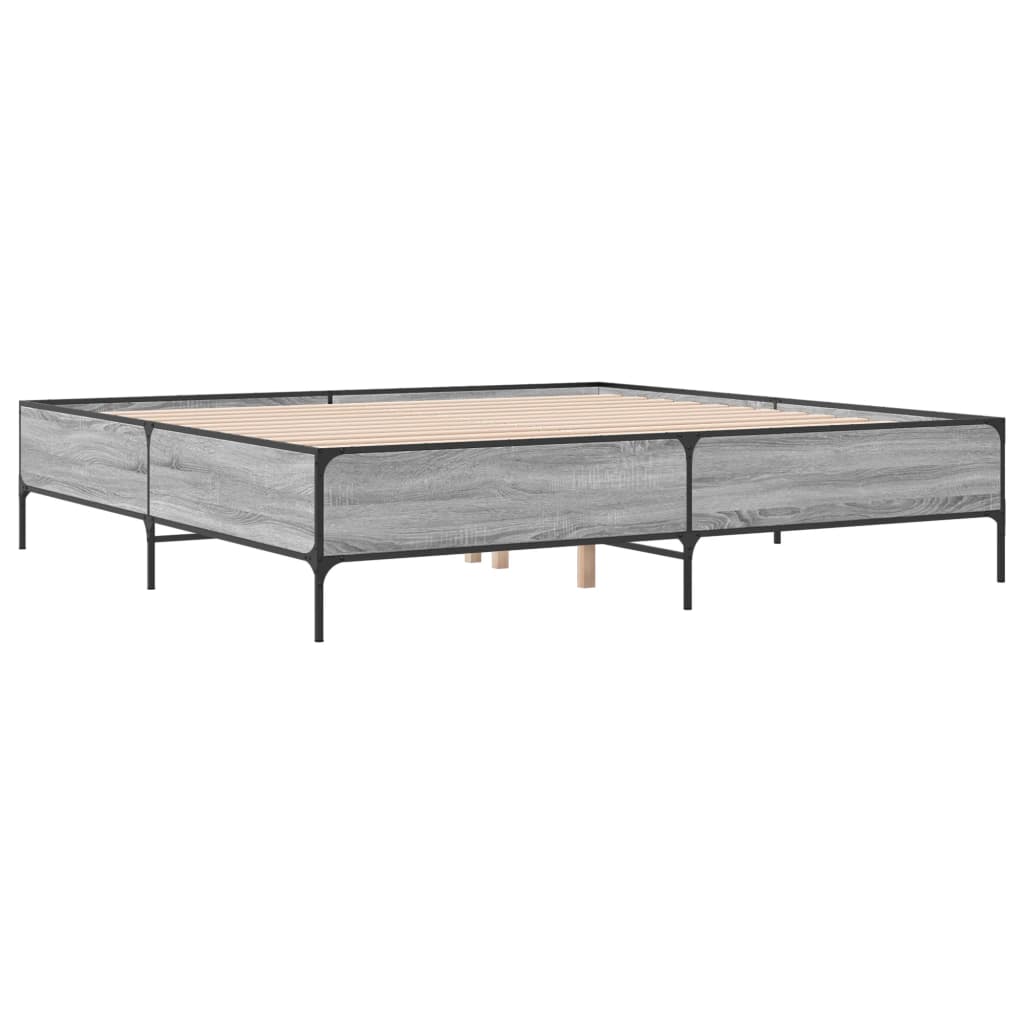 Sengeramme grå sonoma 200x200 cm konstruert tre og metall