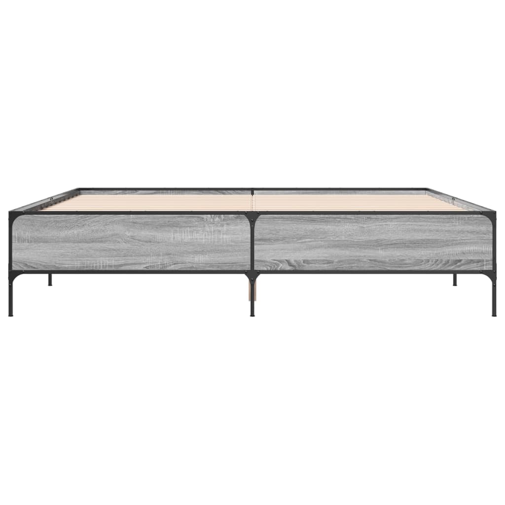 Sengeramme grå sonoma 200x200 cm konstruert tre og metall